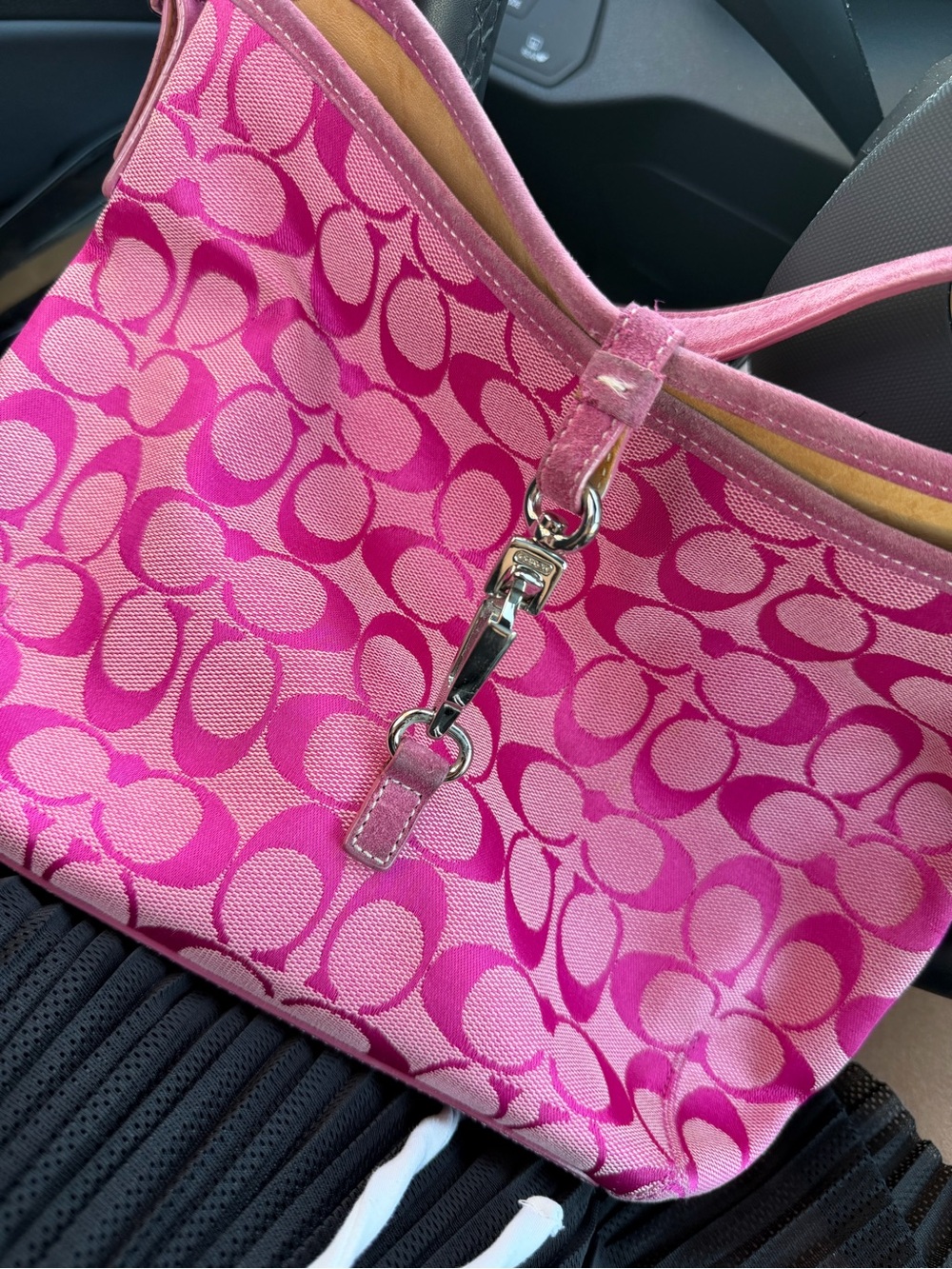 Coach Pink Signature Canvas Shoulder Bag